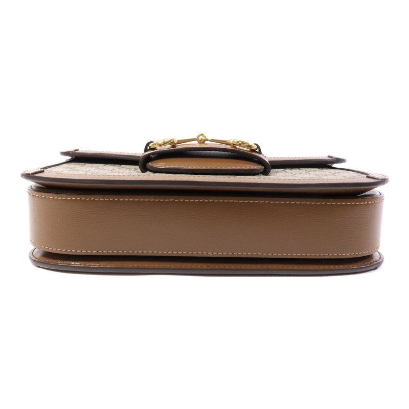 GUCCI 皮革/塗層帆布Horsebit 1955肩背袋-3