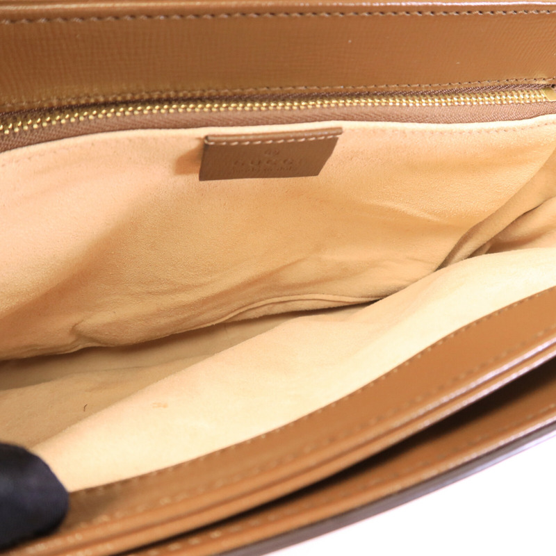 GUCCI 皮革/塗層帆布Horsebit 1955肩背袋-4