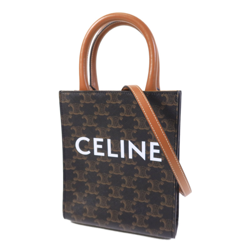 CELINE 皮革/塗層帆布Mini Vertical Cabas手挽肩背兩用袋-2