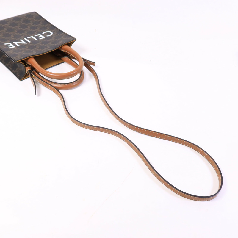 CELINE 皮革/塗層帆布Mini Vertical Cabas手挽肩背兩用袋-6