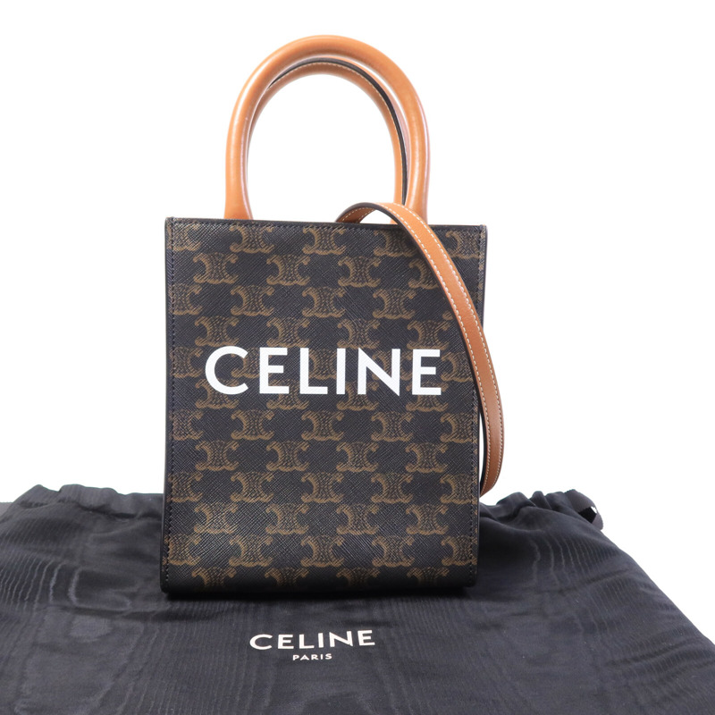 CELINE 皮革/塗層帆布Mini Vertical Cabas手挽肩背兩用袋-7
