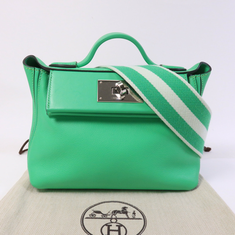 HERMES Togo/Swift皮革24/24 Mini手挽肩背兩用袋Veil Comic-9