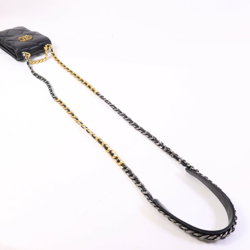 CHANEL 羊皮皮革Chanel 19 Phone Bag鏈帶手挽肩背兩用袋-7