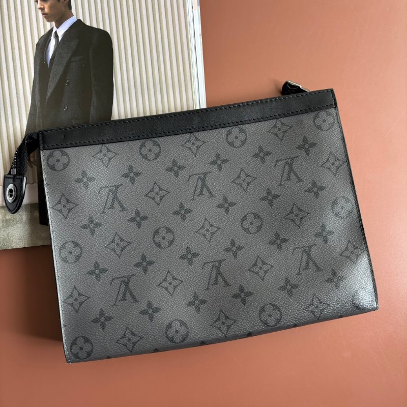 ::LOUIS VUITTON:: LV M69535 灰黑帆布手拿包 Pochette Voyage MM Monogram Eclipse-8