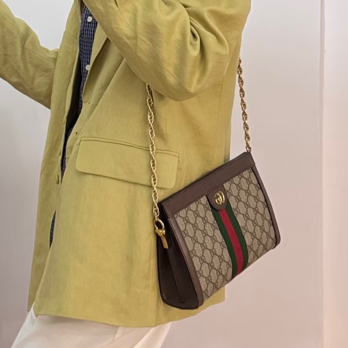 GUCCI古馳ophidia系列OP小號夾子包金色鏈條包🌐-2