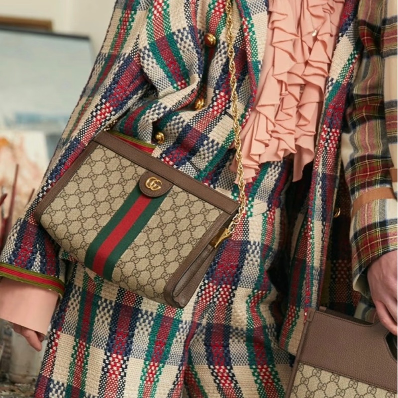 GUCCI古馳ophidia系列OP小號夾子包金色鏈條包🌐-6