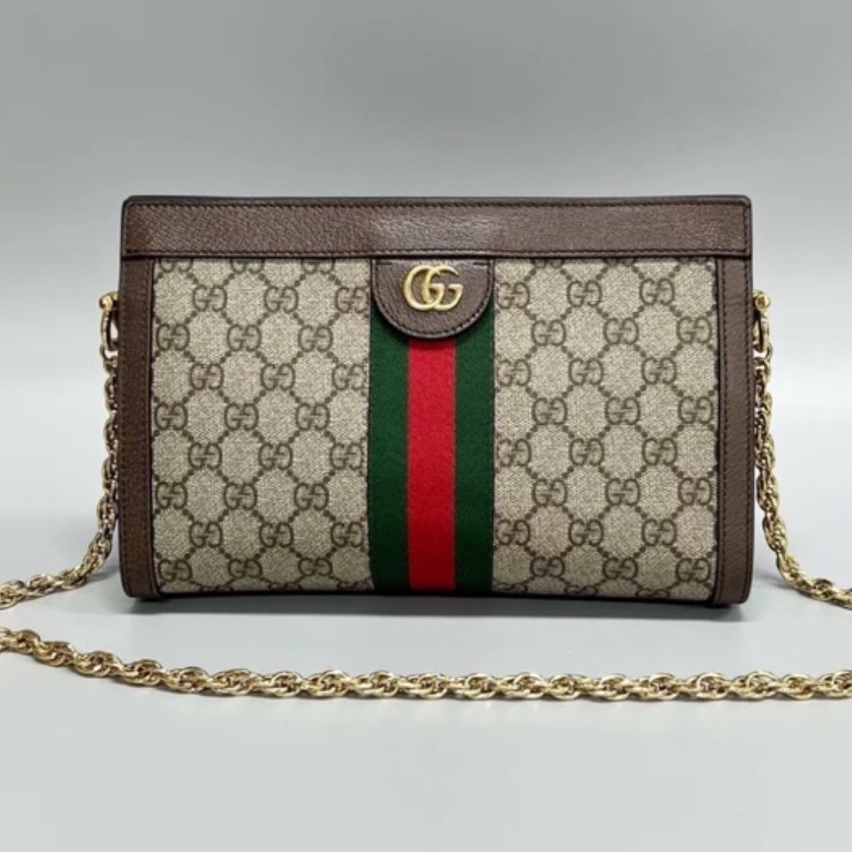 GUCCI古馳ophidia系列OP小號夾子包金色鏈條包🌐-10