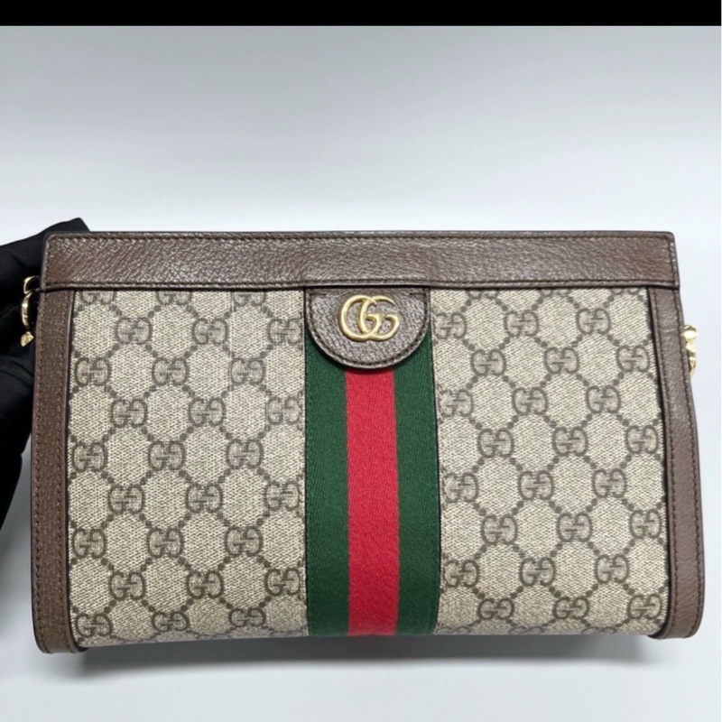 GUCCI古馳ophidia系列OP小號夾子包金色鏈條包🌐-16