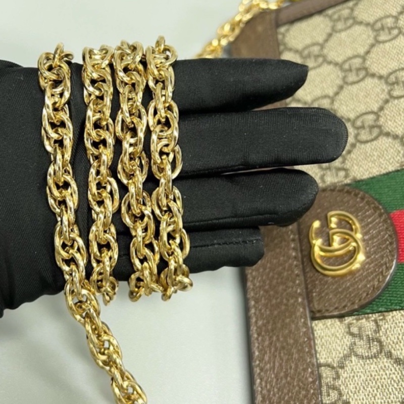 GUCCI古馳ophidia系列OP小號夾子包金色鏈條包🌐-17