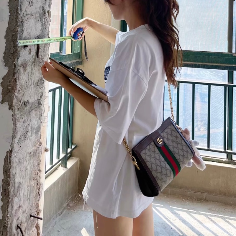 GUCCI古馳ophidia系列OP小號夾子包金色鏈條包🌐-19