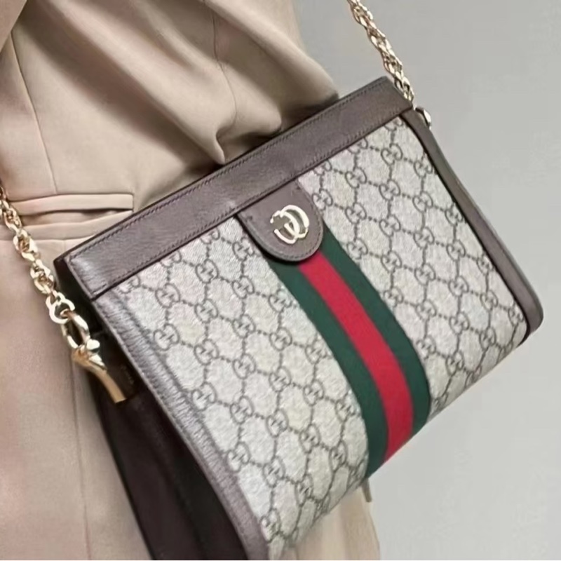 GUCCI古馳ophidia系列OP小號夾子包金色鏈條包🌐-23