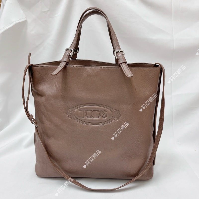 莉亞精品♡ Tod’s 牛皮藕紫手提肩背包 二手美包-2