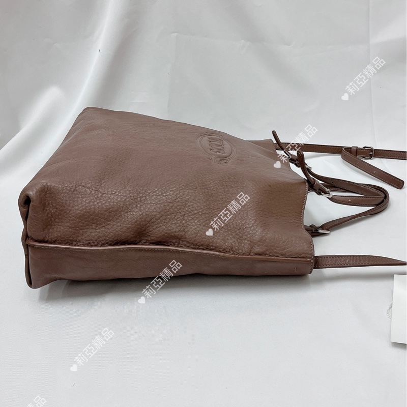 莉亞精品♡ Tod’s 牛皮藕紫手提肩背包 二手美包-5