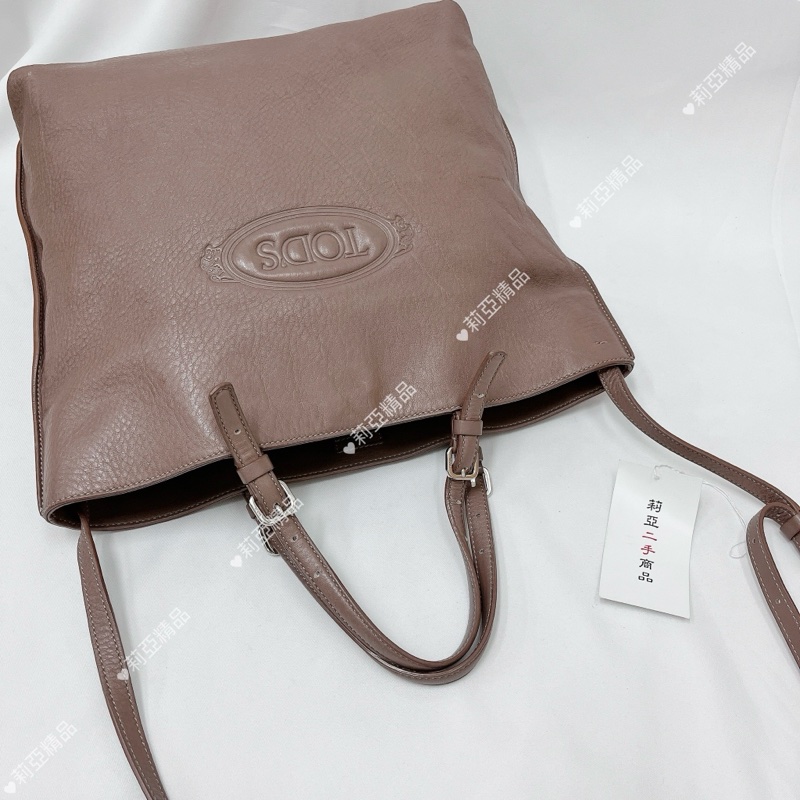 莉亞精品♡ Tod’s 牛皮藕紫手提肩背包 二手美包-7