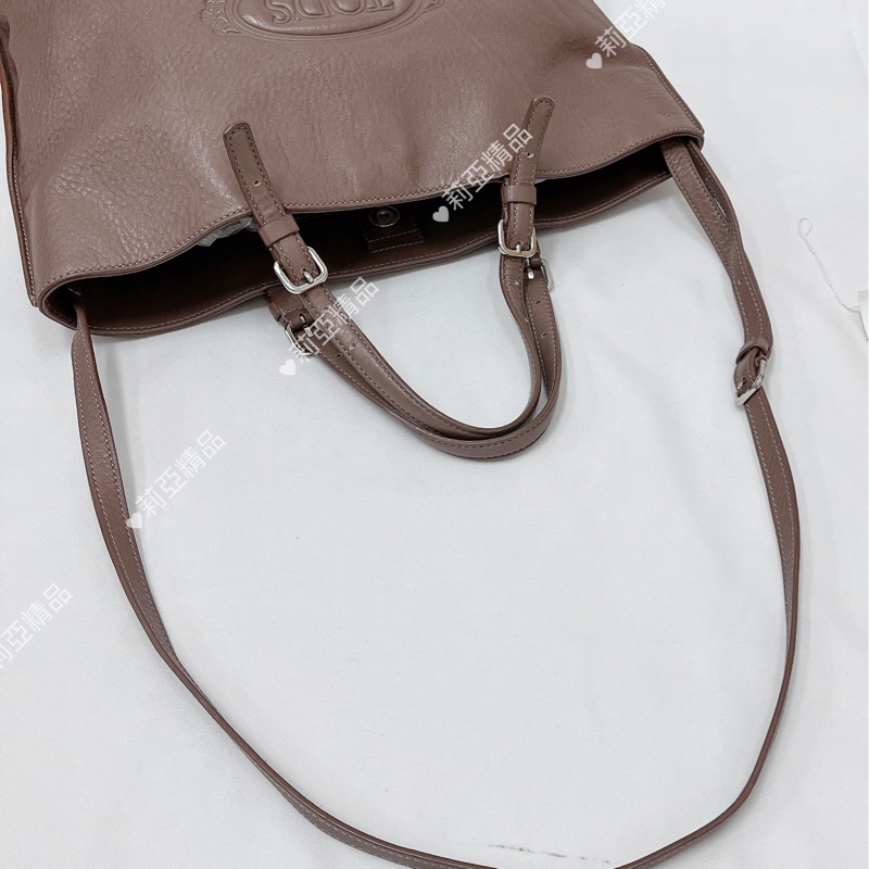 莉亞精品♡ Tod’s 牛皮藕紫手提肩背包 二手美包-8