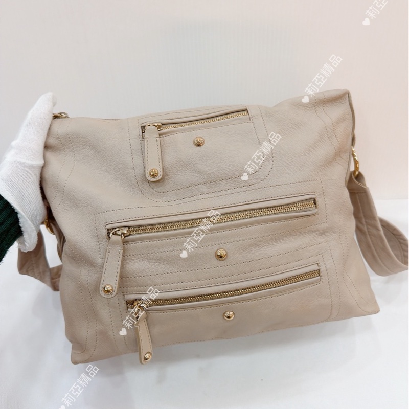 莉亞精品♡ Tod’s 奶灰多層拉鏈包 二手美包-2