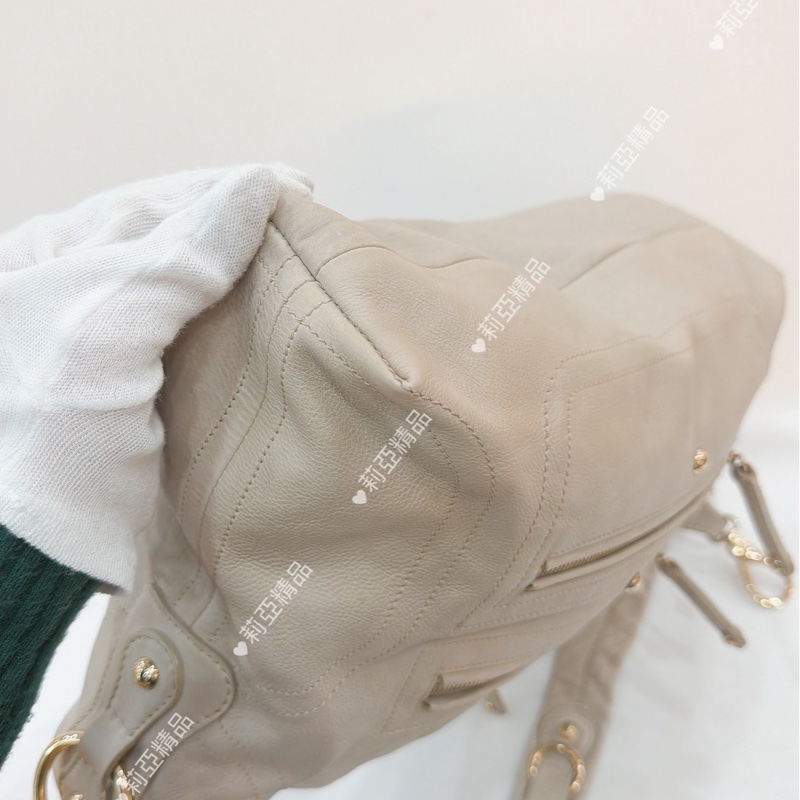 莉亞精品♡ Tod’s 奶灰多層拉鏈包 二手美包-7