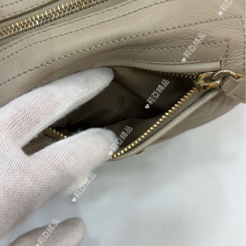 莉亞精品♡ Tod’s 奶灰多層拉鏈包 二手美包-10