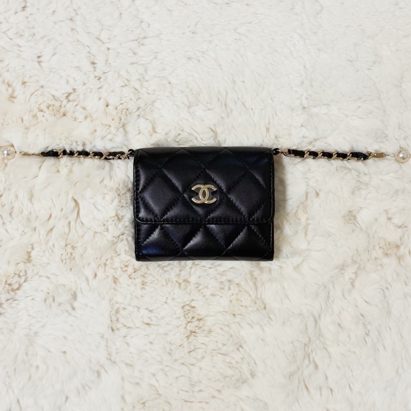 珍珠小可愛黑金羊皮包 31開-0