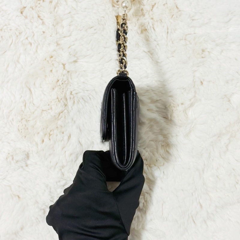 珍珠小可愛黑金羊皮包 31開-2