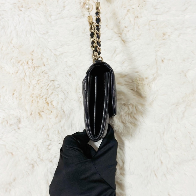 珍珠小可愛黑金羊皮包 31開-3