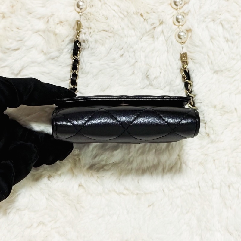 珍珠小可愛黑金羊皮包 31開-5