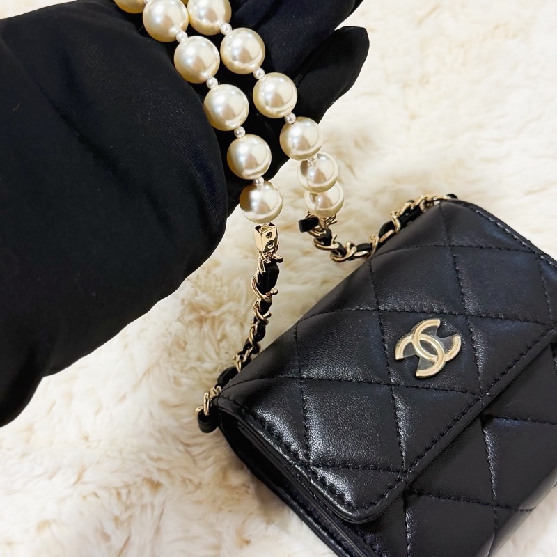 珍珠小可愛黑金羊皮包 31開-7