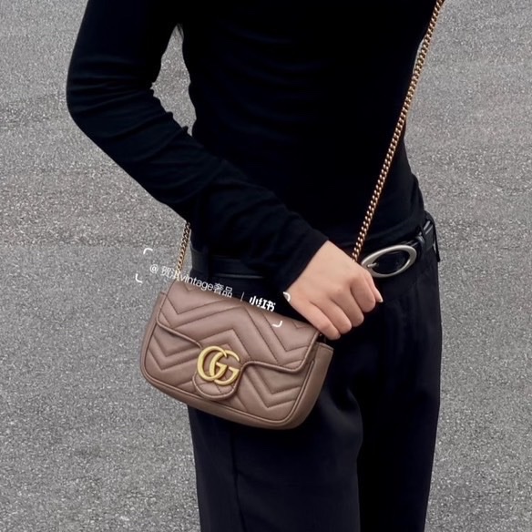 莉亞精品♡ Gucci Super mini奶茶色 二手美包-1