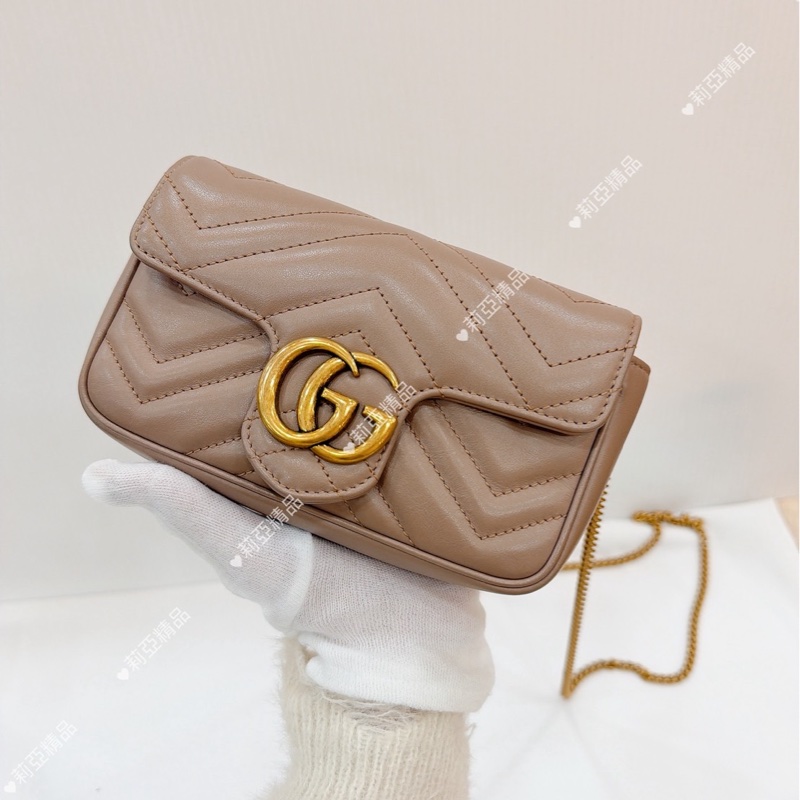 莉亞精品♡ Gucci Super mini奶茶色 二手美包-2