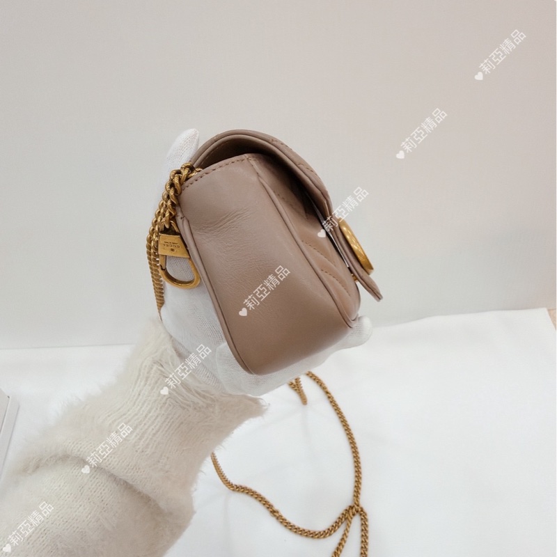 莉亞精品♡ Gucci Super mini奶茶色 二手美包-5