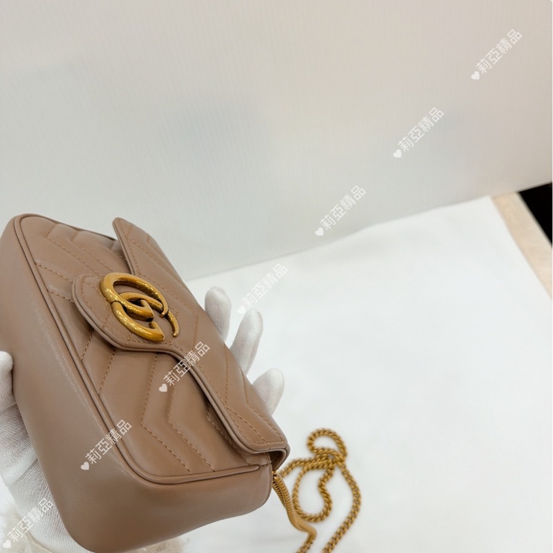 莉亞精品♡ Gucci Super mini奶茶色 二手美包-6