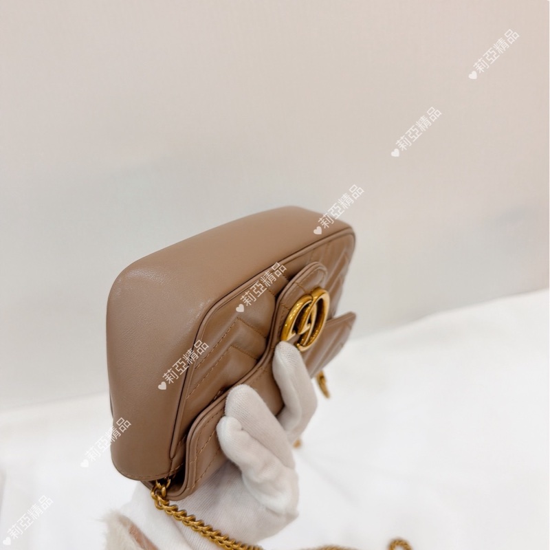 莉亞精品♡ Gucci Super mini奶茶色 二手美包-10