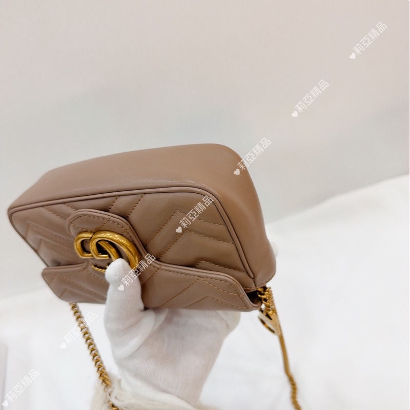 莉亞精品♡ Gucci Super mini奶茶色 二手美包-11