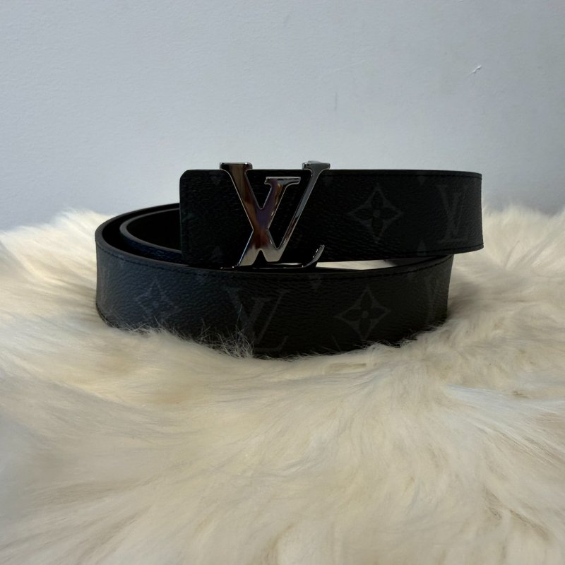 LV 黑色老花皮帶-0