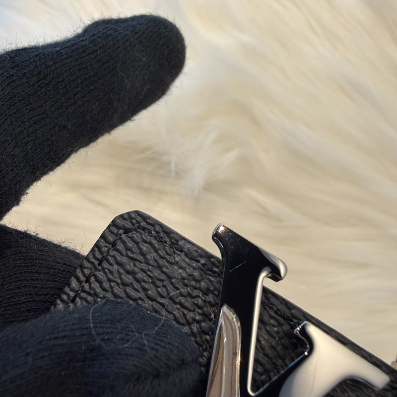 LV 黑色老花皮帶-4