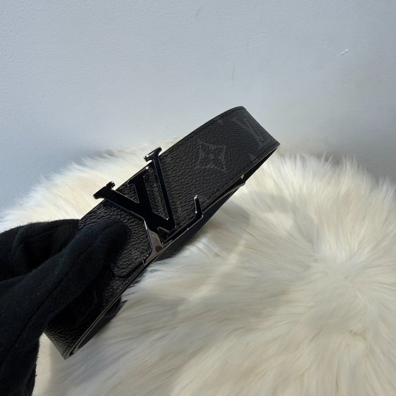 LV 黑色老花皮帶-6