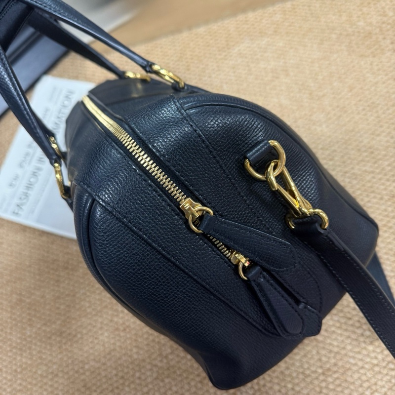 博柏利/Burberry黑色全皮手提斜挎波士頓 🈚附件-3