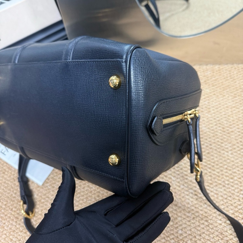 博柏利/Burberry黑色全皮手提斜挎波士頓 🈚附件-6