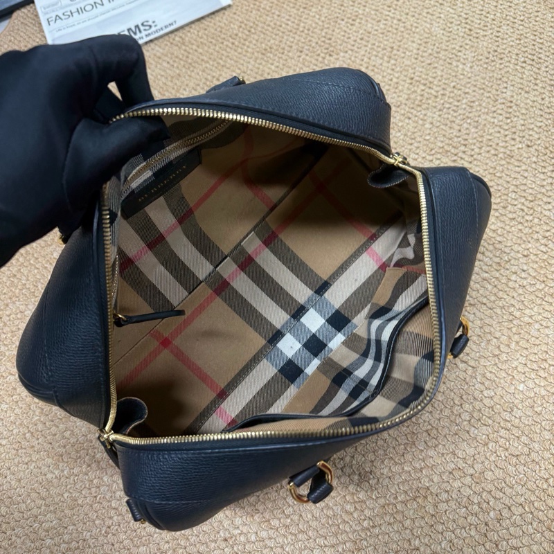 博柏利/Burberry黑色全皮手提斜挎波士頓 🈚附件-7