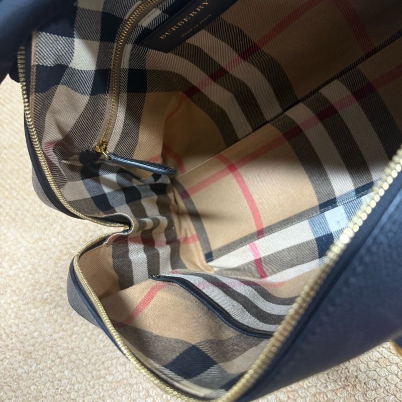 博柏利/Burberry黑色全皮手提斜挎波士頓 🈚附件-8