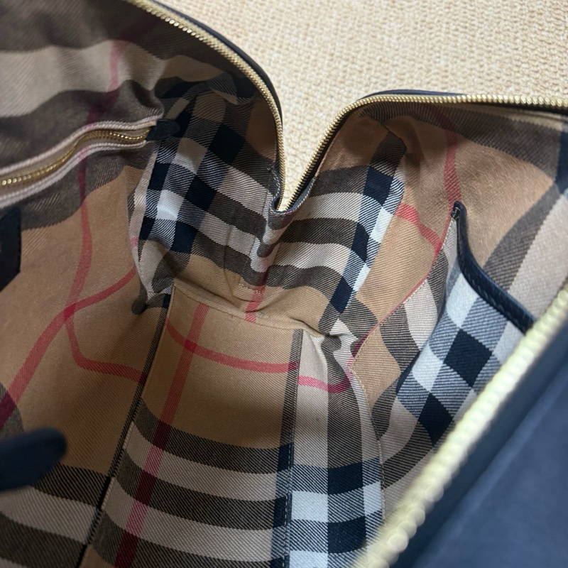 博柏利/Burberry黑色全皮手提斜挎波士頓 🈚附件-9