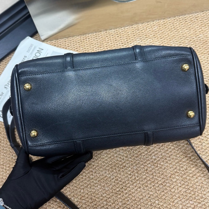 博柏利/Burberry黑色全皮手提斜挎波士頓 🈚附件-10