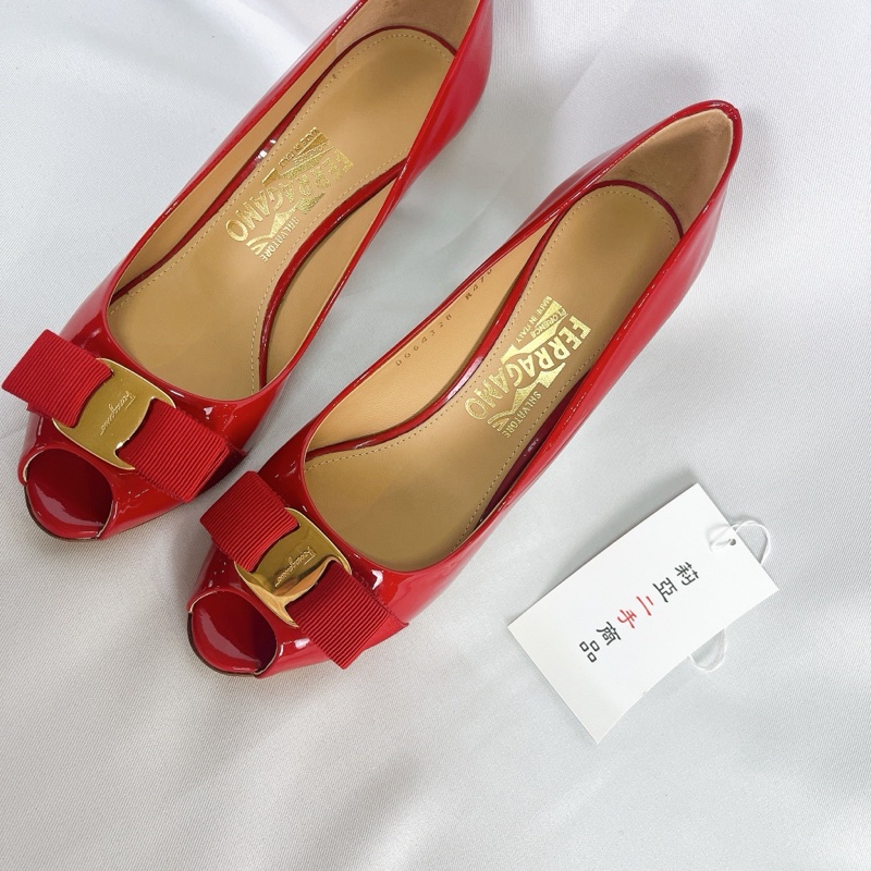 Ferragamo 菲拉格慕 魚口高根鞋 7.5 二手-2