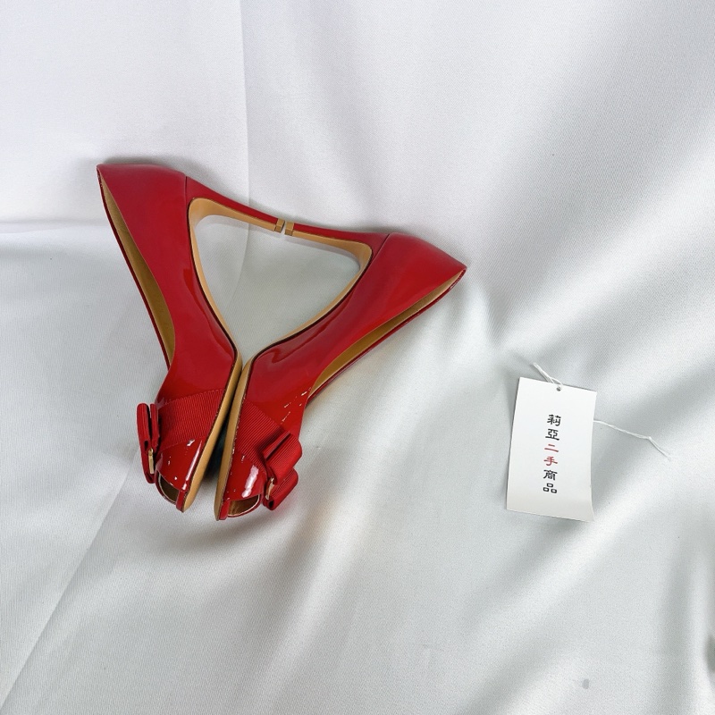 Ferragamo 菲拉格慕 魚口高根鞋 7.5 二手-4