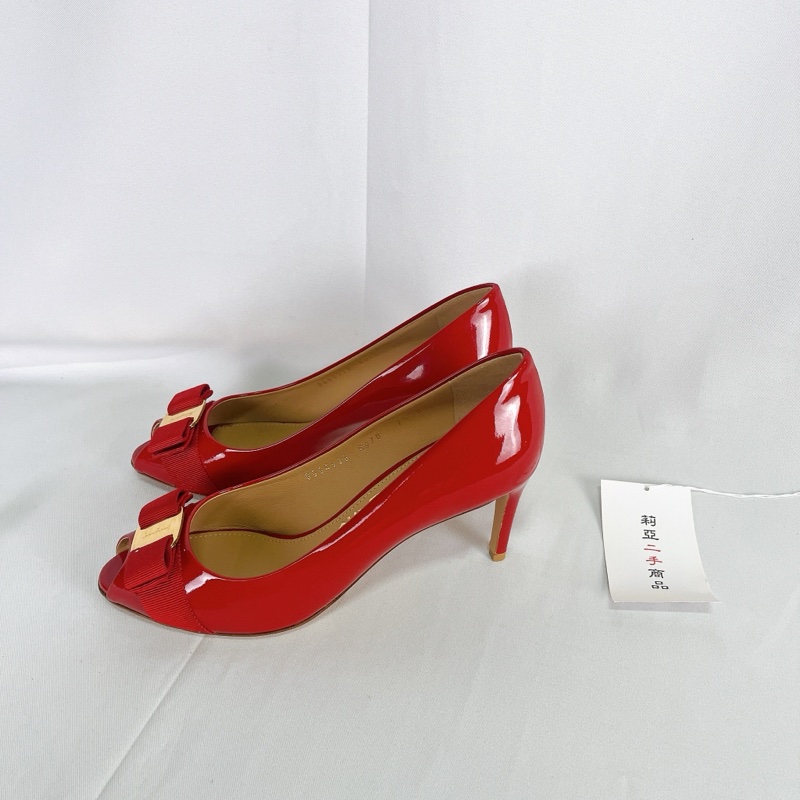 Ferragamo 菲拉格慕 魚口高根鞋 7.5 二手-6