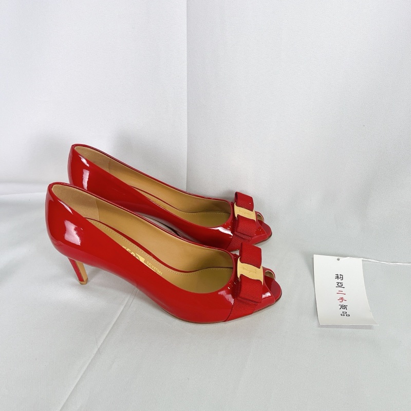 Ferragamo 菲拉格慕 魚口高根鞋 7.5 二手-7