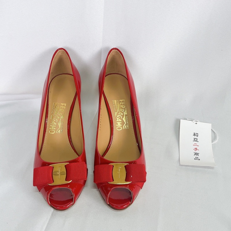 Ferragamo 菲拉格慕 魚口高根鞋 7.5 二手-9