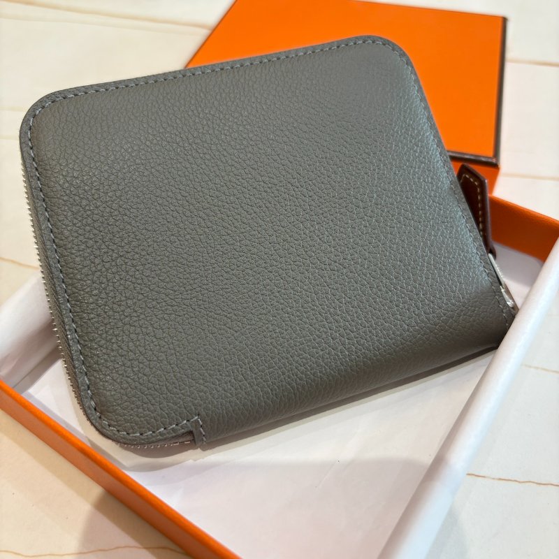 *SHIHNA名牌精品* HERMÈS 絲巾短夾大象灰 W刻-1