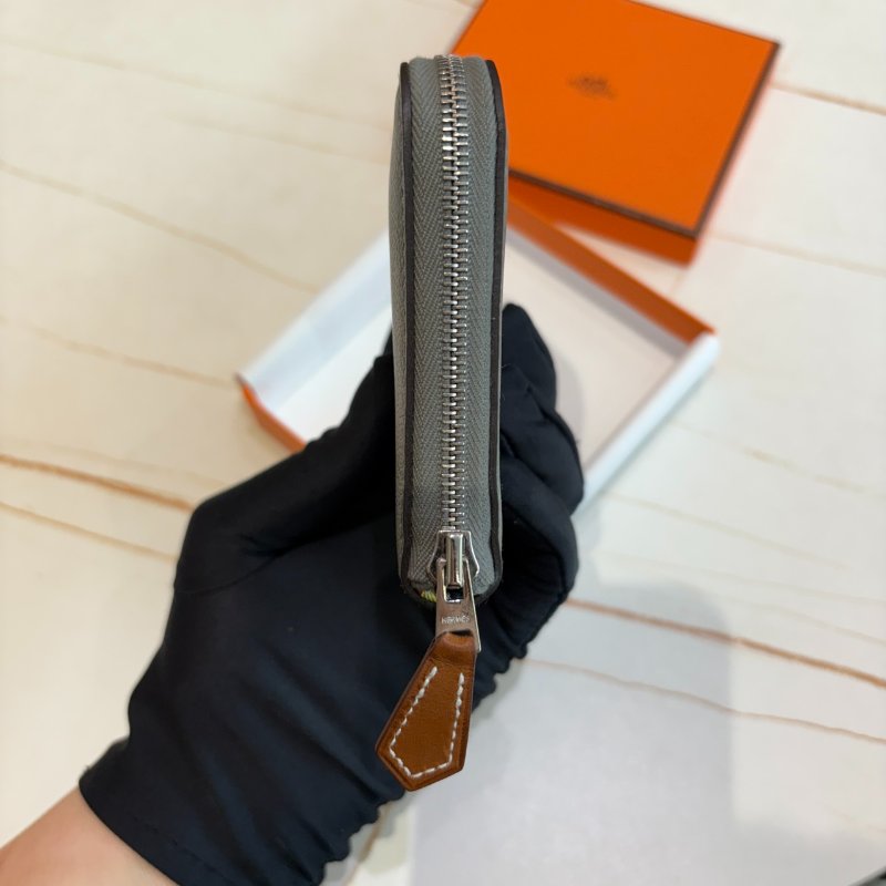 *SHIHNA名牌精品* HERMÈS 絲巾短夾大象灰 W刻-2