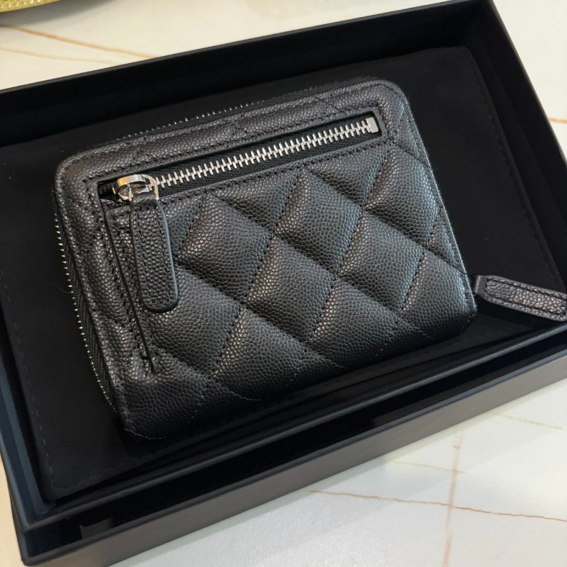 *SHIHNA名牌精品* CHANEL 黑銀 荔枝雙C星星水鑽 拉鏈錢包-7